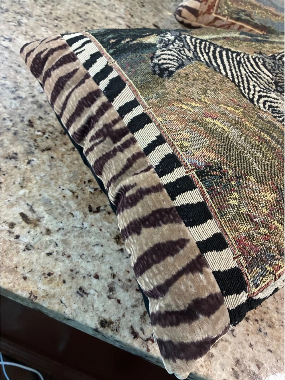 Vintage Zebra Tapestry Pillow 20x16 Safari Animal Print